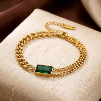 Gold Emerald Bar Chain Bracelet by Harrison & James - bracelet product image 1