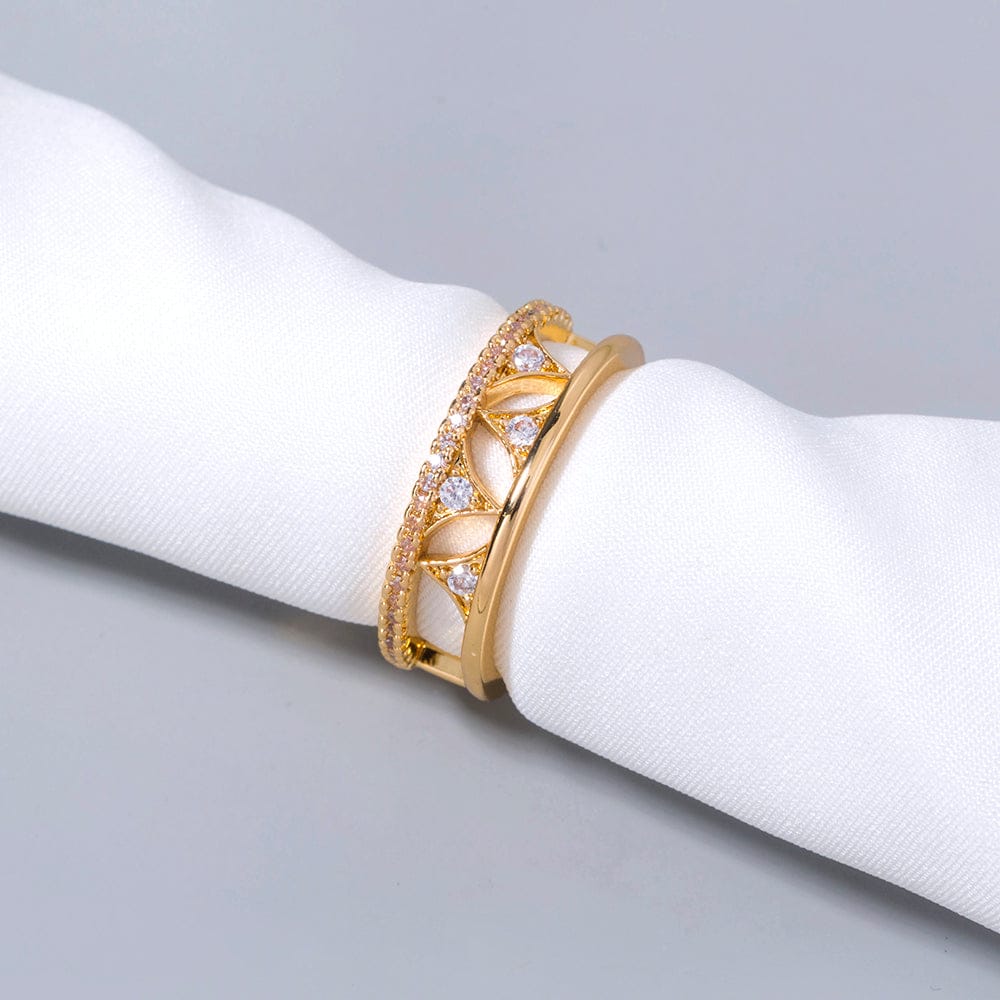 CRYSTAL CROWN GOLD BAND RING - (ADJUSTABLE) by Harrison & James - ring product image 3