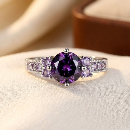 Silver Amethyst Side-Stone Ring by Harrison & James - ring product image 1