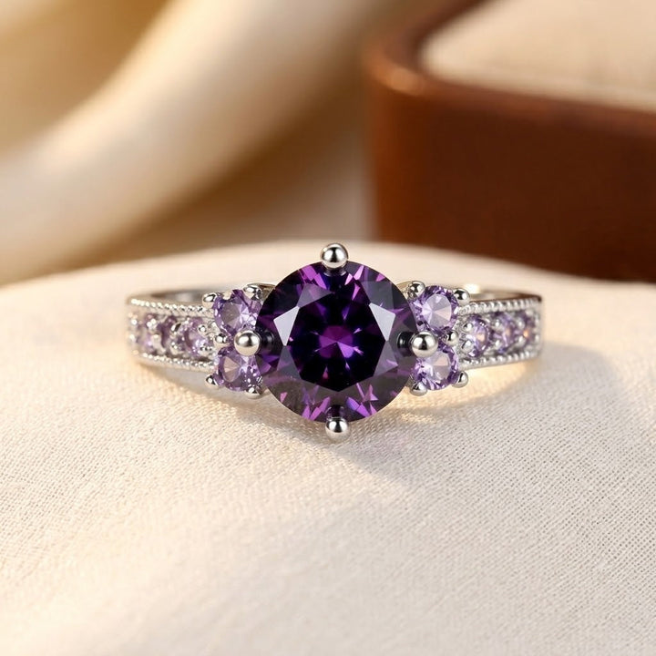 Silver Amethyst Side-Stone Ring by Harrison & James - ring product image 1