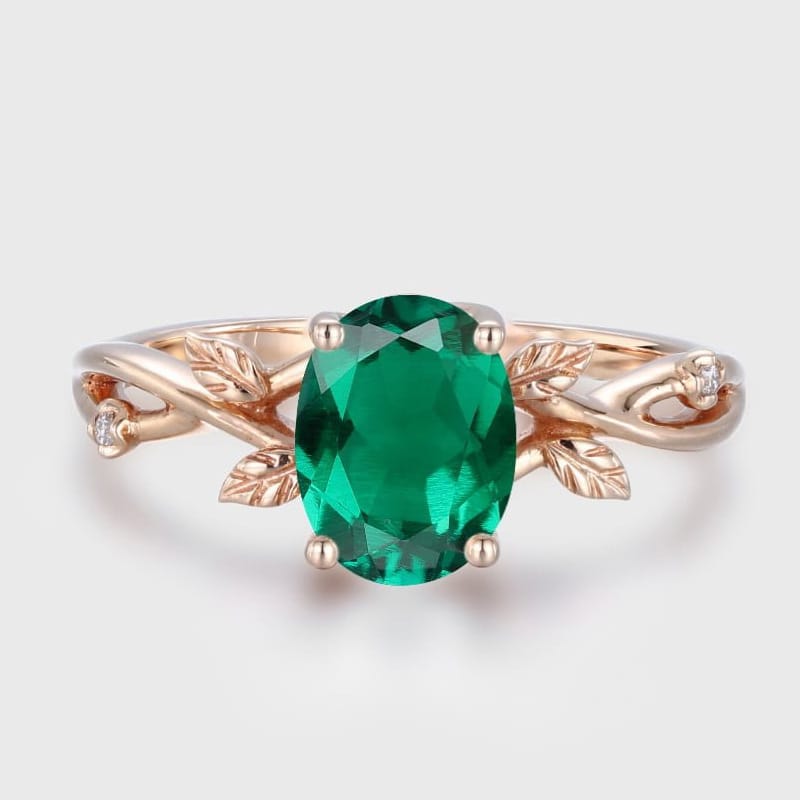 ROSE GOLD EMERALD LEAF RING by Harrison & James - ring product image 1