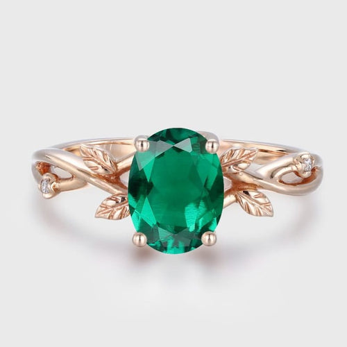ROSE GOLD EMERALD LEAF RING by Harrison & James - ring product image 1
