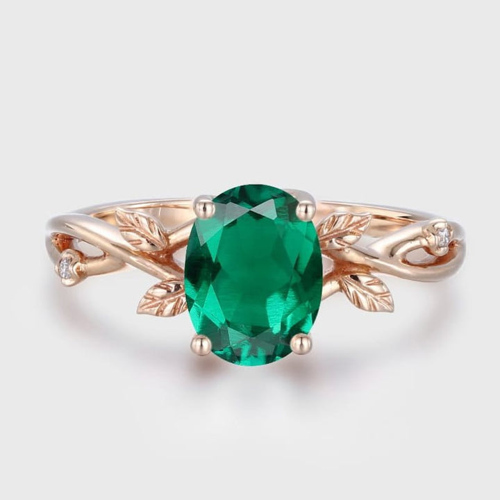 ROSE GOLD EMERALD LEAF RING by Harrison & James - ring product image 1