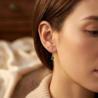 Gold Emerald Teardrop Drop Earrings by Harrison & James - earrings product image 2