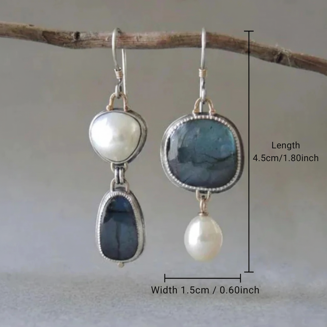 Vintage Blue Stone Pearl Earrings by Harrison & James - earrings product image 3