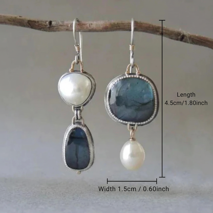 Vintage Blue Stone Pearl Earrings by Harrison & James - earrings product image 3
