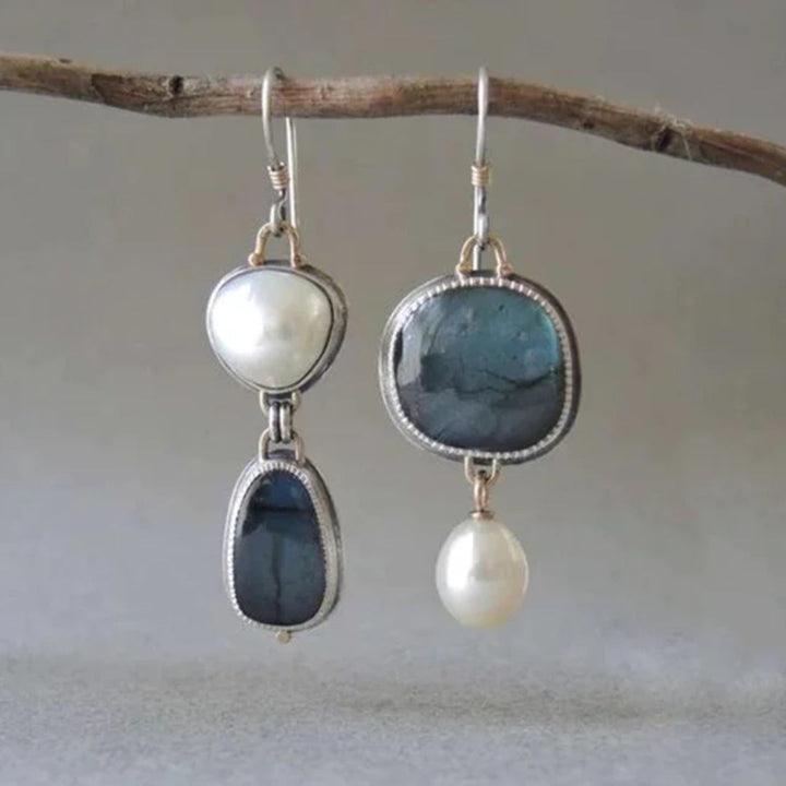 Vintage Blue Stone Pearl Earrings by Harrison & James - earrings product image 1