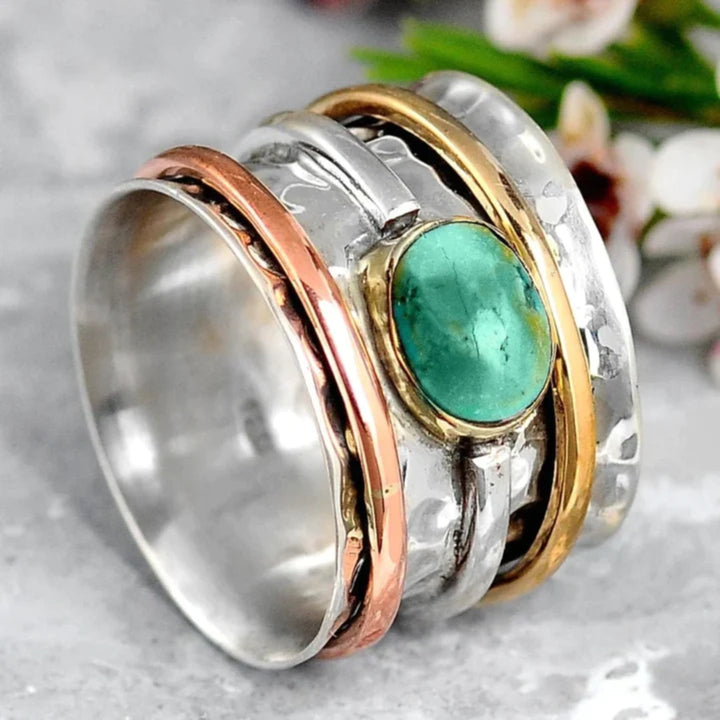 Silver Gold and Rose Gold Bezel Accent Ring by Harrison & James - ring product image 1