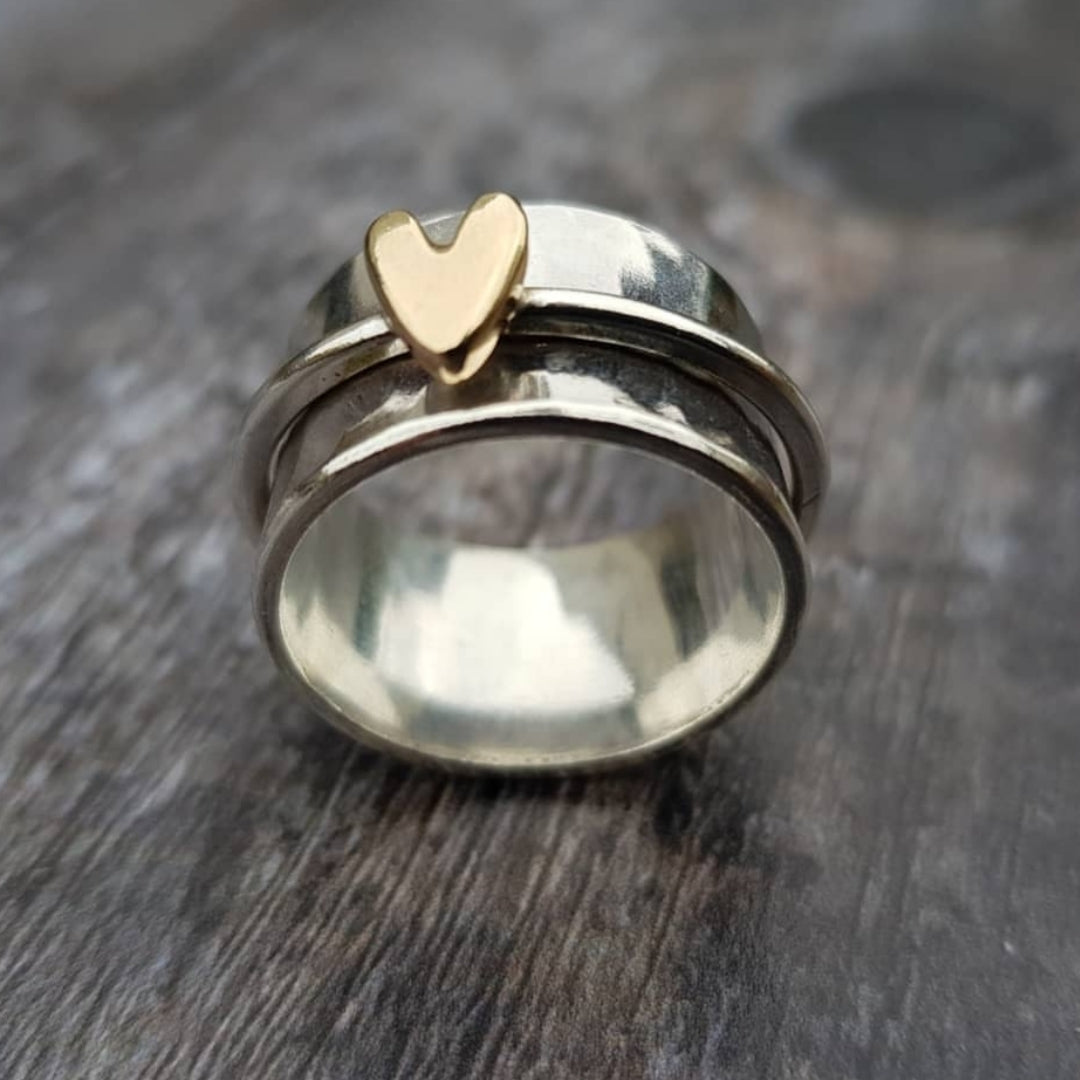 Mely - Golden Heart Silver Ring by Harrison & James - ring product image 1