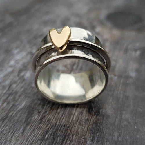 Mely - Golden Heart Silver Ring by Harrison & James - ring product image 1