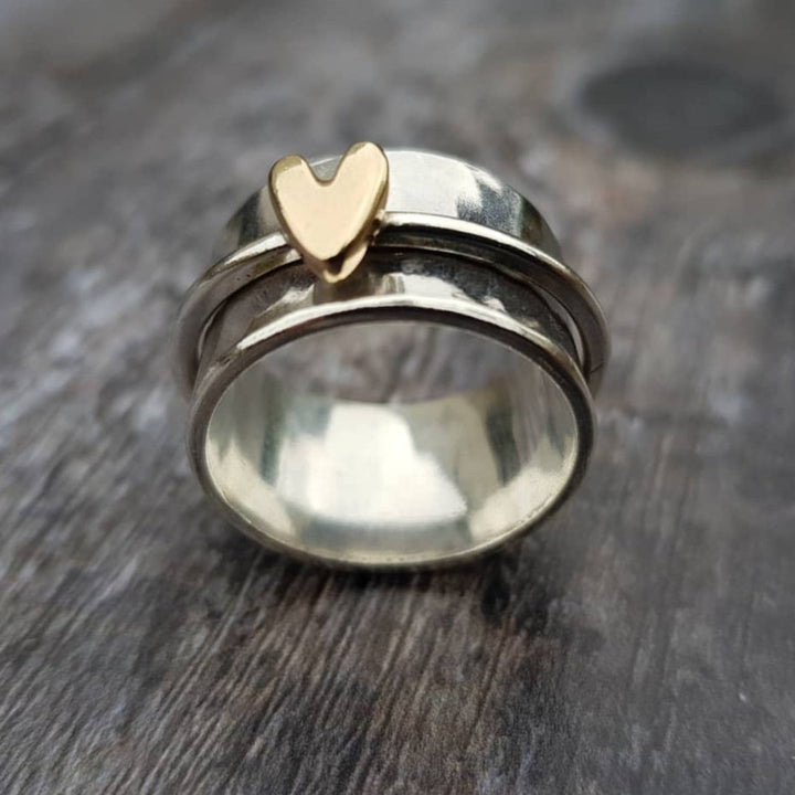 Mely - Golden Heart Silver Ring by Harrison & James - ring product image 1