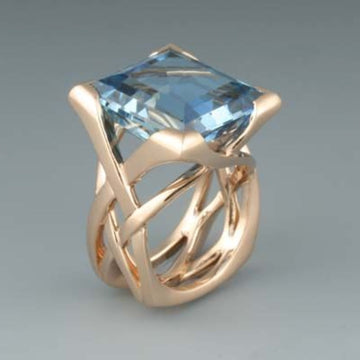 Vintage Rose Gold Blue Zirconia Ring by Harrison & James - ring product image 1