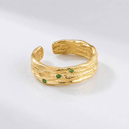 EMERALD TEXTURED CUFF RING - (ADJUSTABLE) by Harrison & James - ring product image 1