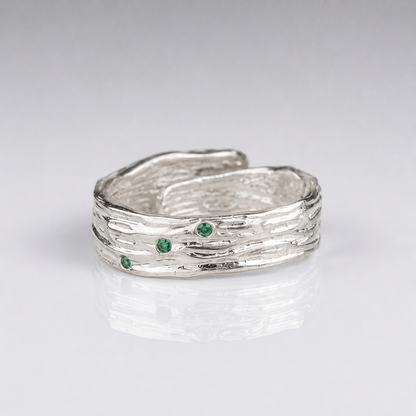EMERALD TEXTURED CUFF RING - (ADJUSTABLE) by Harrison & James - ring product image 3