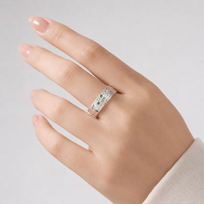 EMERALD TEXTURED CUFF RING - (ADJUSTABLE) by Harrison & James - ring product image 4