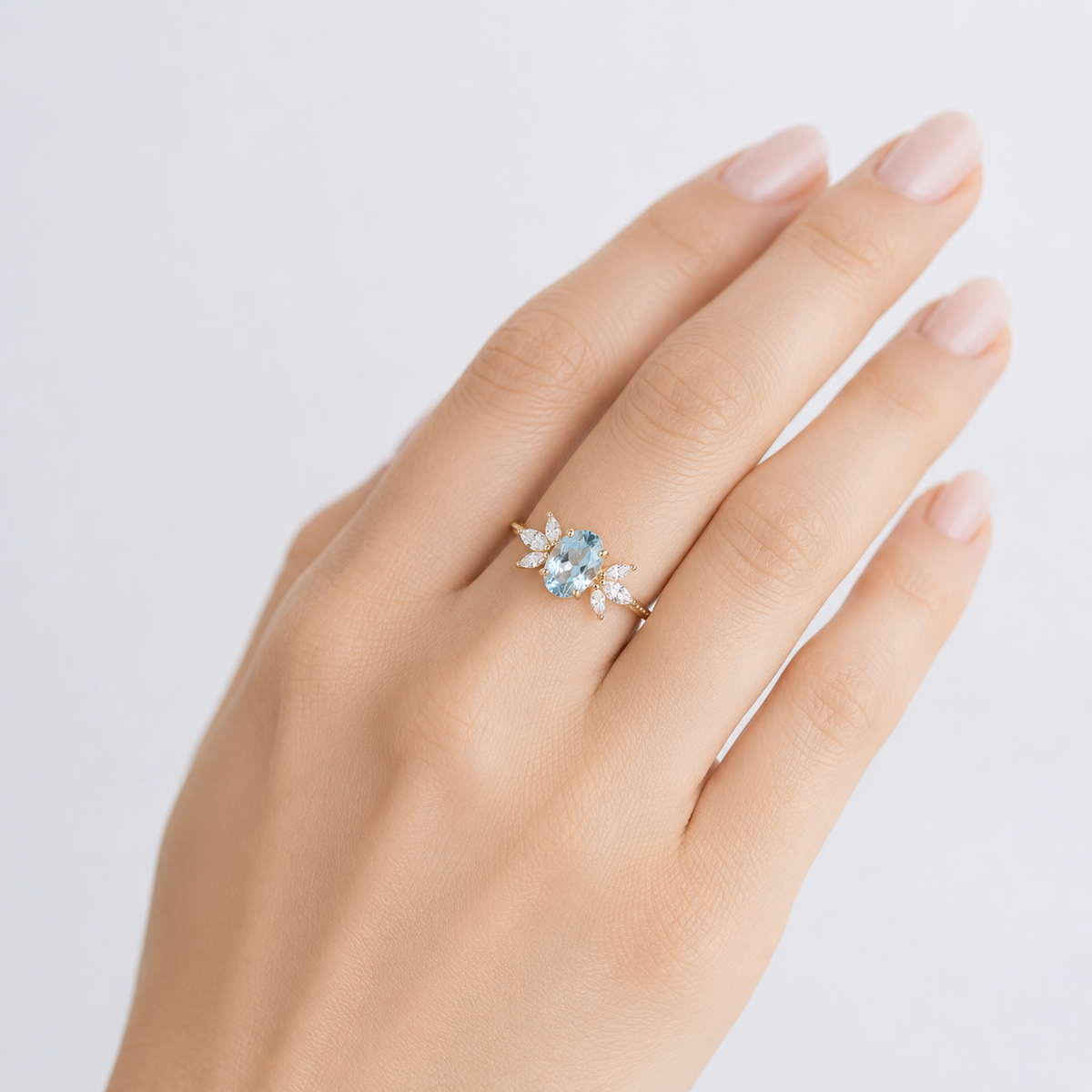 GOLD AQUAMARINE MARQUISE RING by Harrison & James - ring product image 2