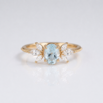 GOLD AQUAMARINE MARQUISE RING by Harrison & James - ring product image 1