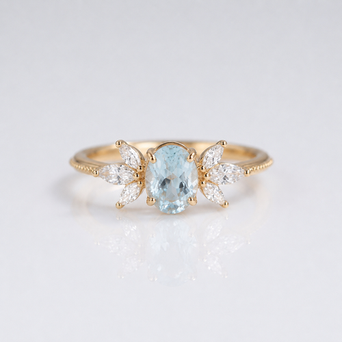 GOLD AQUAMARINE MARQUISE RING by Harrison & James - ring product image 1