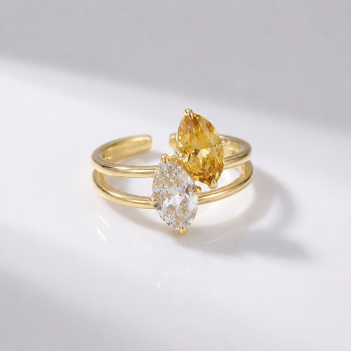 GOLD DIAMOND SPLIT BAND RING - (ADJUSTABLE) by Harrison & James - ring product image 1