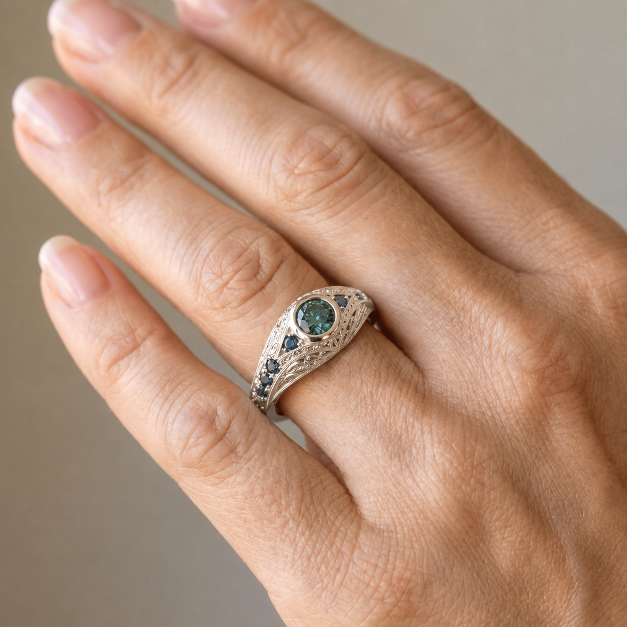 GOLD OPAL SAPPHIRE VINTAGE RING by Harrison & James - ring product image 2
