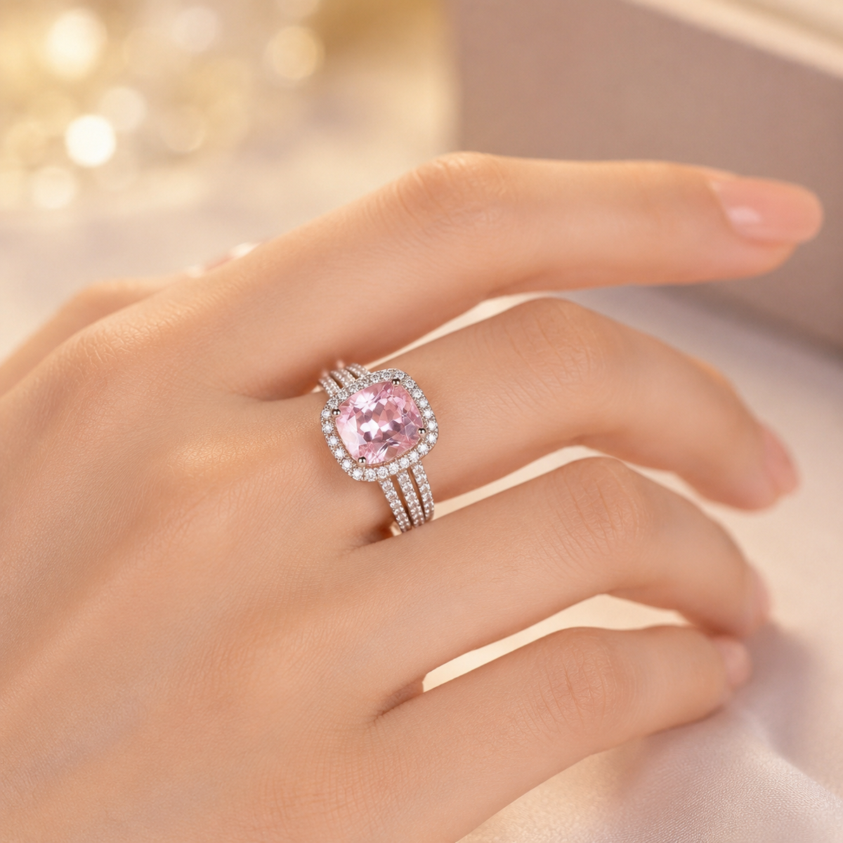 Gold Amethyst Halo Ring by Harrison & James - ring product image 2