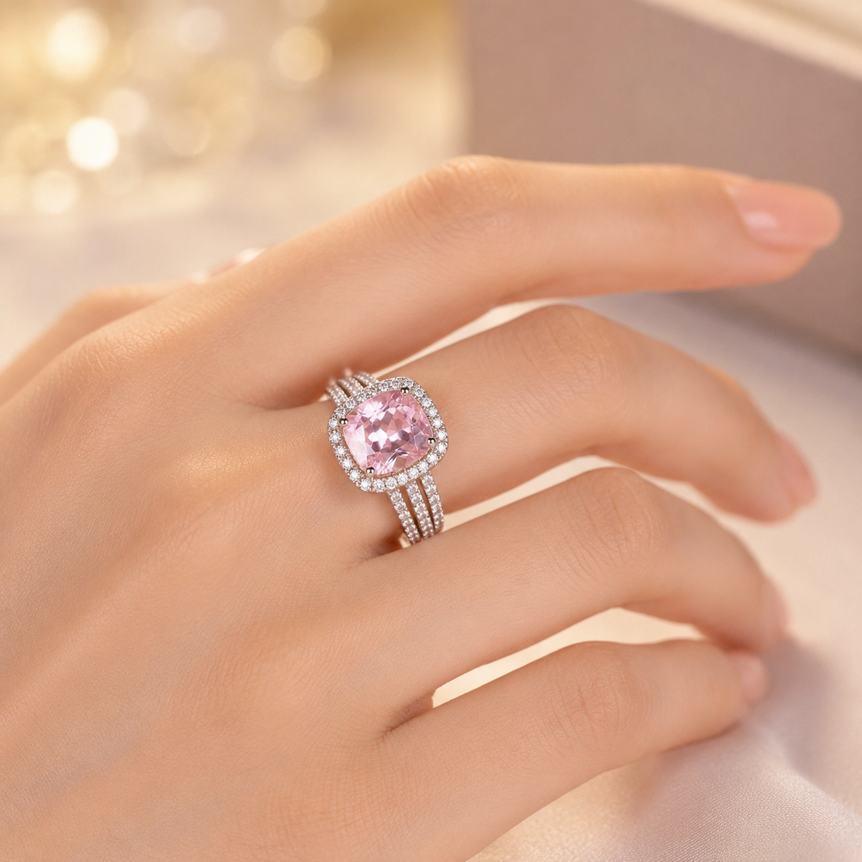 Gold Amethyst Halo Ring by Harrison & James - ring product image 2