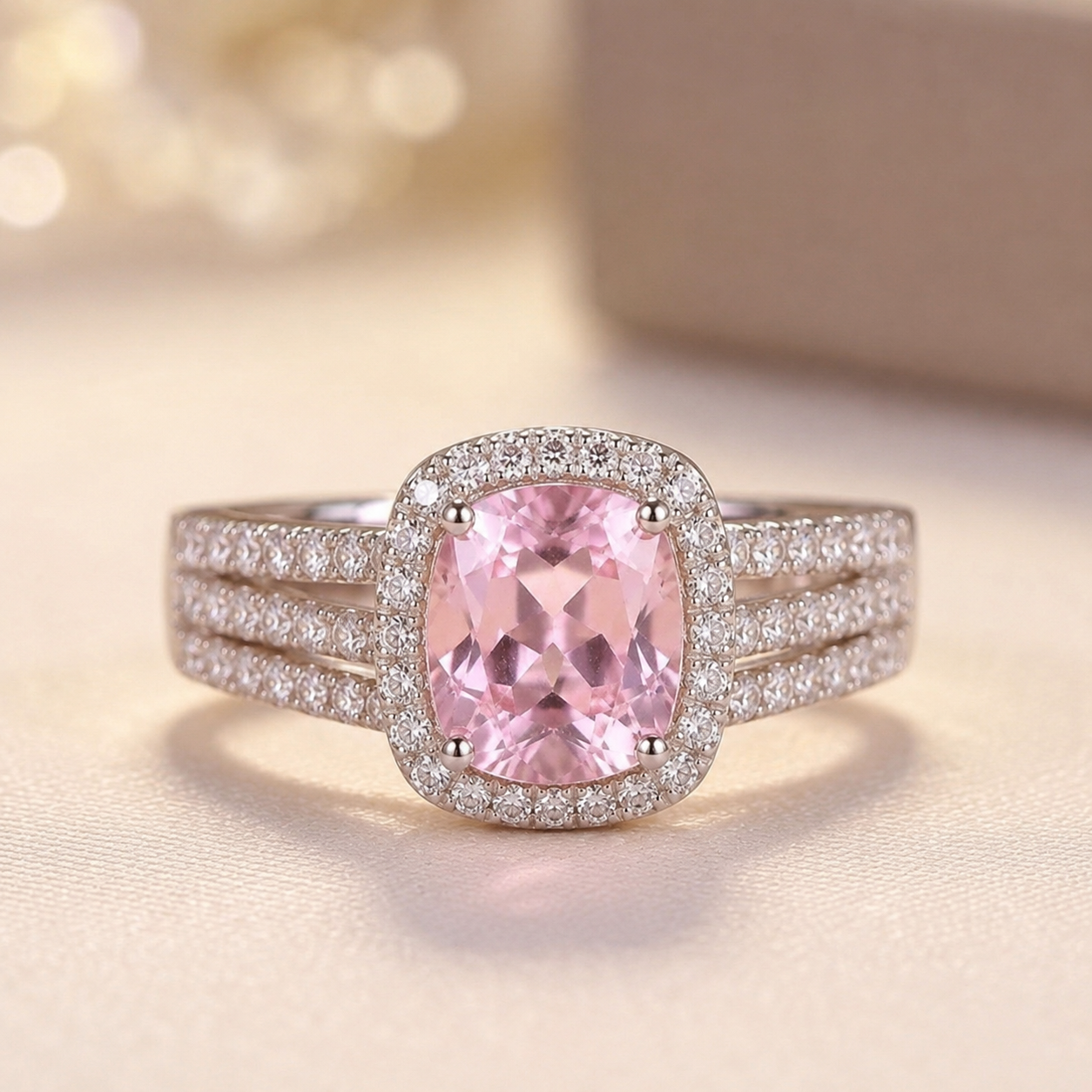 Gold Amethyst Halo Ring by Harrison & James - ring product image 1