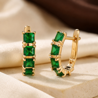 Gold Emerald Chunky Hoop Earrings by Harrison & James - earrings product image 1