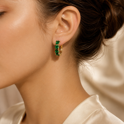 Gold Emerald Chunky Hoop Earrings by Harrison & James - earrings product image 2