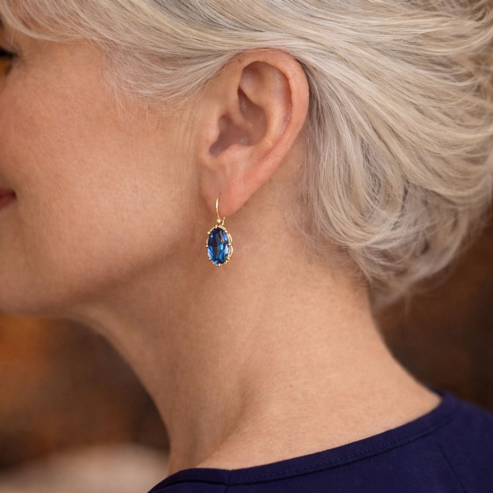 Golden Blue Bloom Earrings by Harrison & James - earrings product image 2