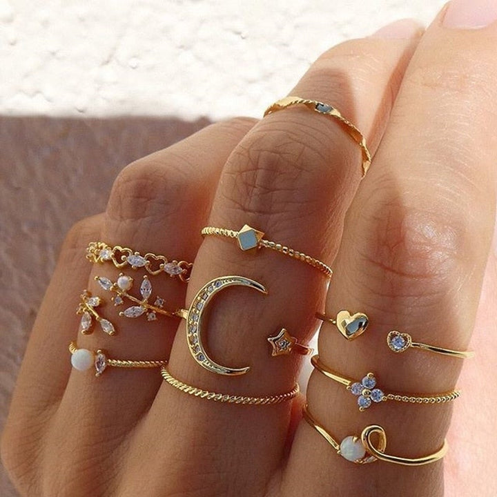 Boho™ | Silver and Gold Ring Set (10 Pairs) by Harrison & James - ring product image 1