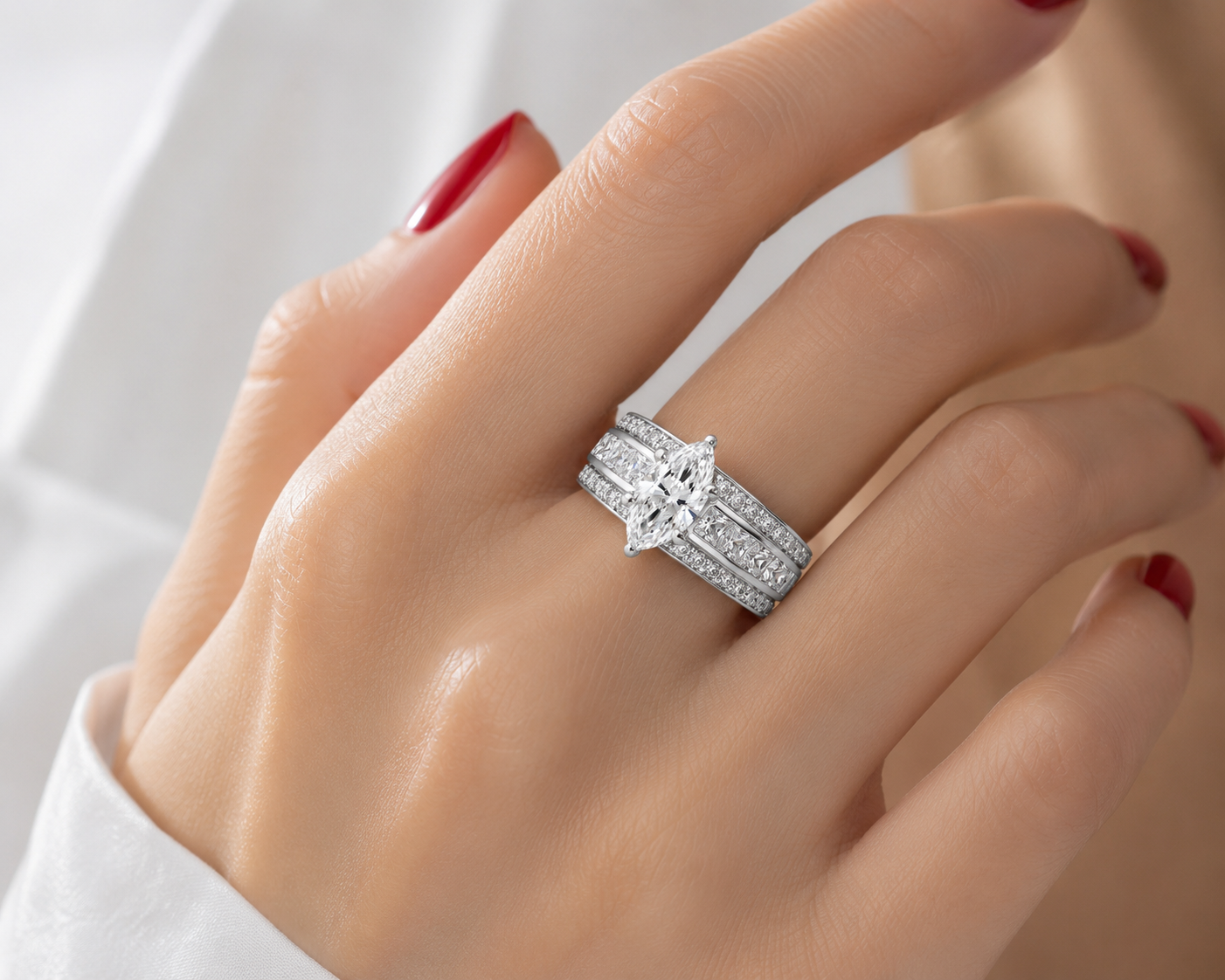 MARQUISE CRYSTAL WIDE BAND RING by Harrison & James - ring product image 2