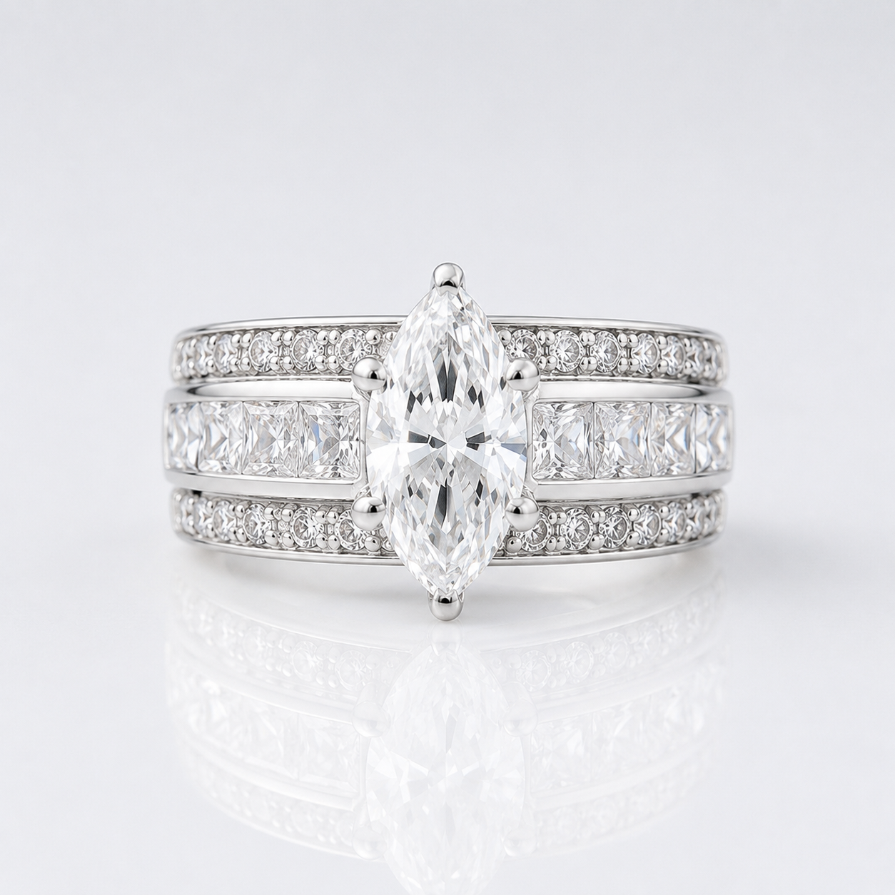 MARQUISE CRYSTAL WIDE BAND RING by Harrison & James - ring product image 1