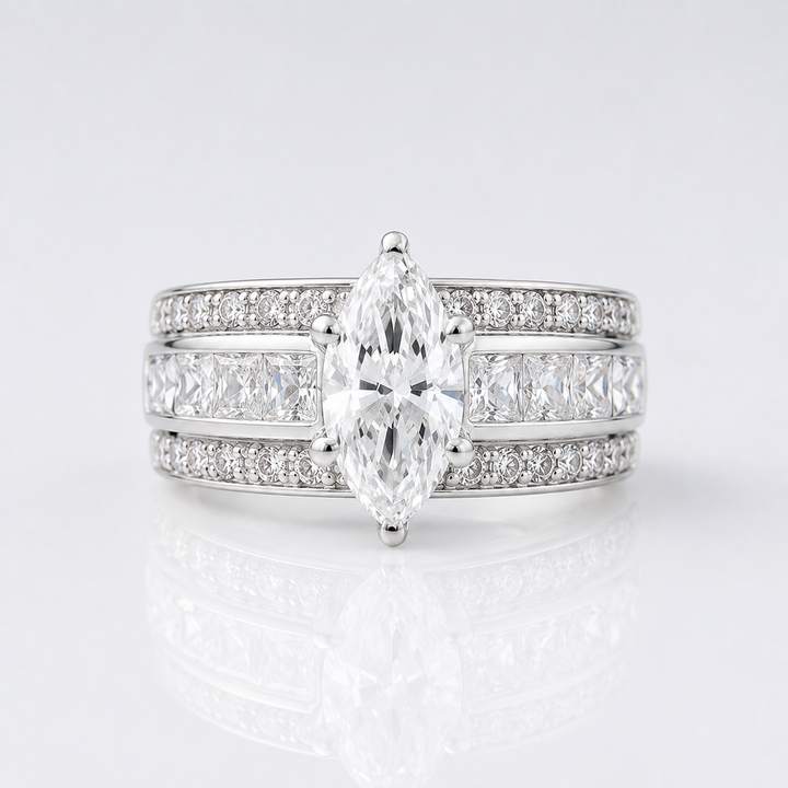 MARQUISE CRYSTAL WIDE BAND RING by Harrison & James - ring product image 1