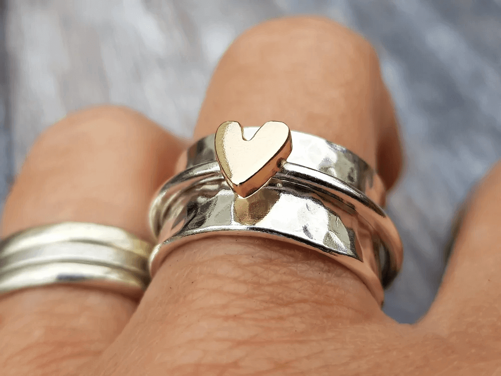 Mely - Golden Heart Silver Ring by Harrison & James - ring product image 2