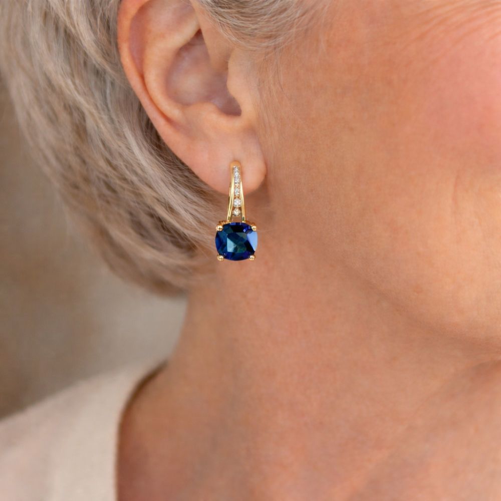 Mystic Sapphire Stone Hoop Earrings by Harrison & James - earrings product image 2