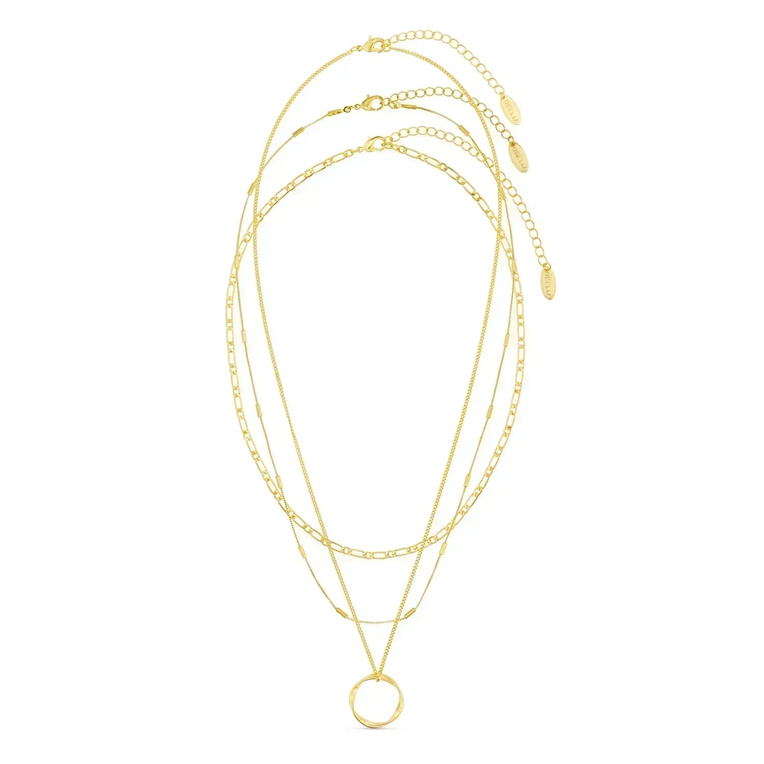 Circa™ | Gold Open Circle Three Row Necklace by Harrison & James - necklace product image 2