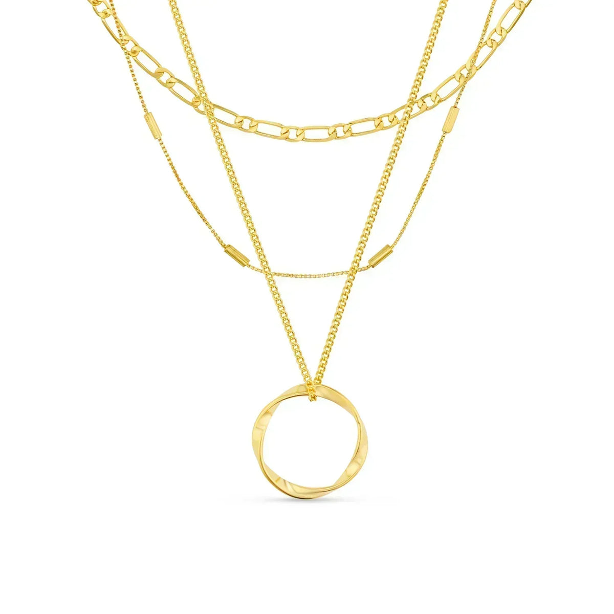Circa™ | Gold Open Circle Three Row Necklace by Harrison & James - necklace product image 1