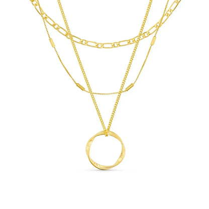 Circa™ | Gold Open Circle Three Row Necklace by Harrison & James - necklace product image 1