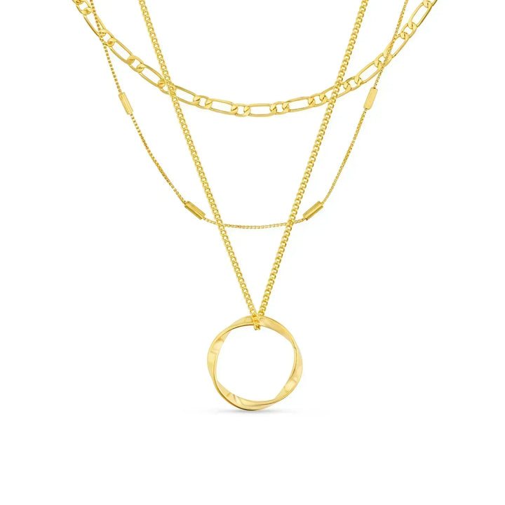 Circa™ | Gold Open Circle Three Row Necklace by Harrison & James - necklace product image 1