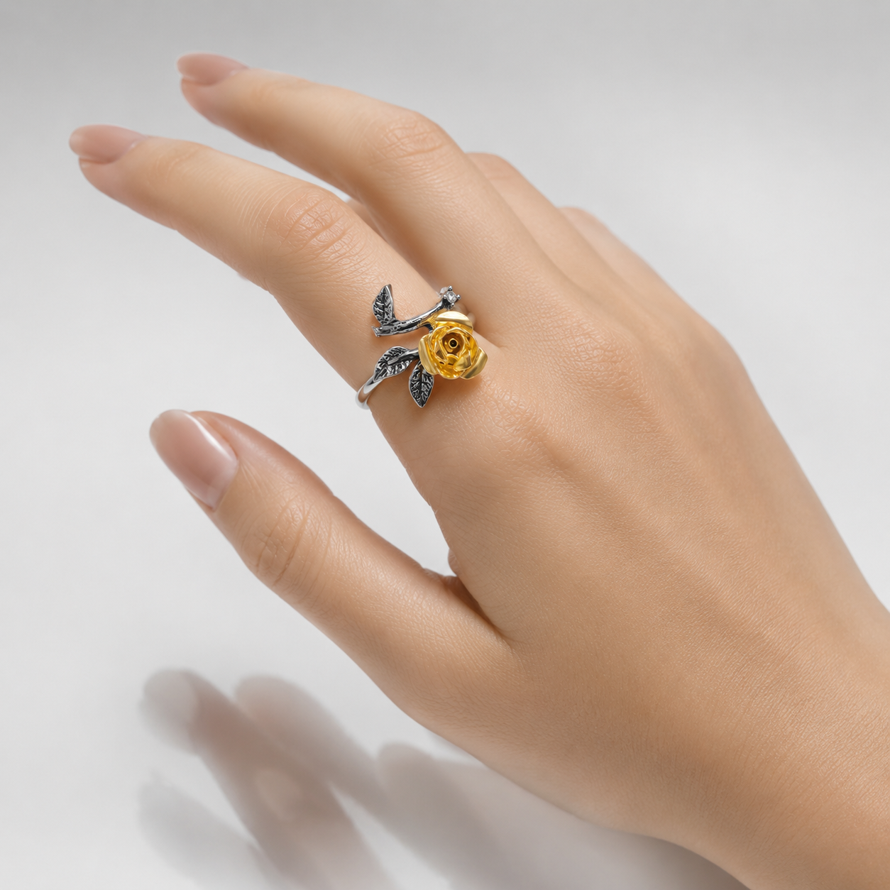 SILVER YELLOW ROSE RING by Harrison & James - ring product image 2