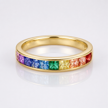 RAINBOW CRYSTAL ROSE GOLD BAND RING by Harrison & James - ring product image 1