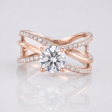 ROSE GOLD ROUND DIAMOND CROSSOVER RING by Harrison & James - ring product image 1