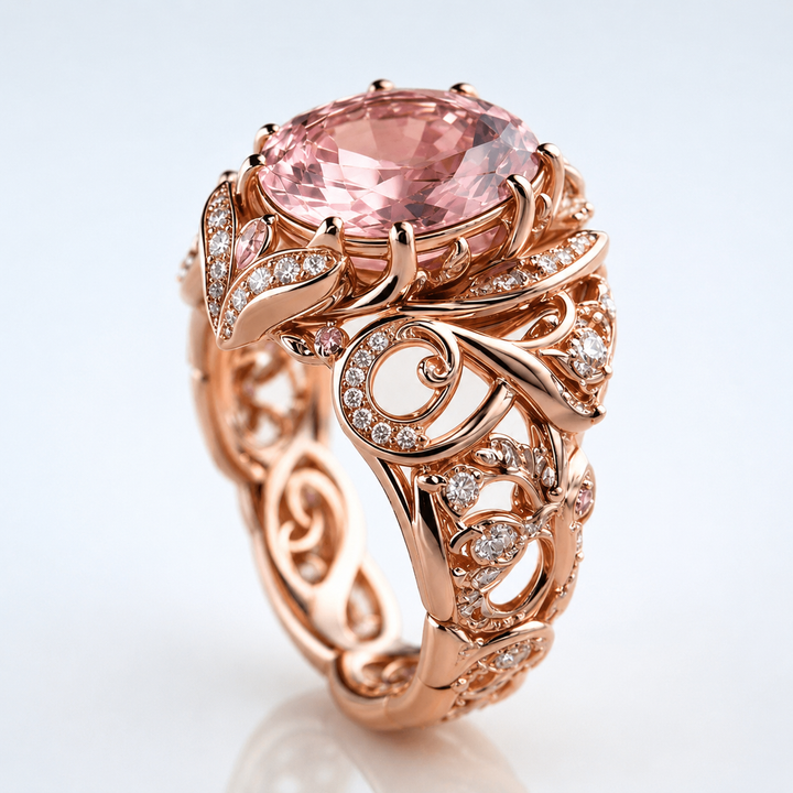 ROSE GOLD TOURMALINE ORNATE RING by Harrison & James - ring product image 1
