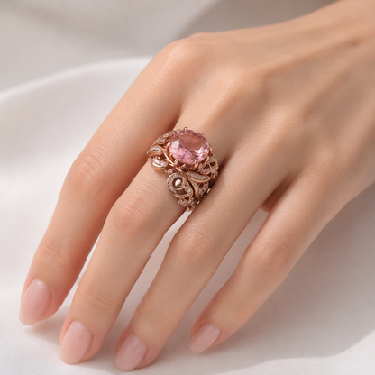 ROSE GOLD TOURMALINE ORNATE RING by Harrison & James - ring product image 2