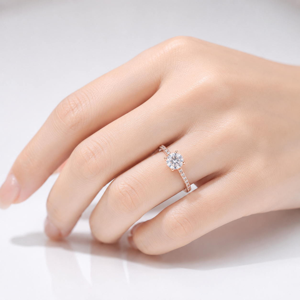 ROUND ZIRCONIA ROSE GOLD PAVÉ RING by Harrison & James - ring product image 2