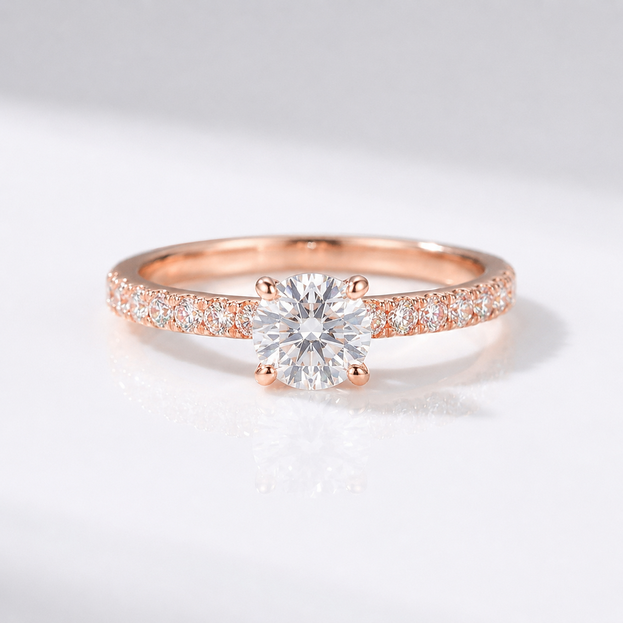 ROUND ZIRCONIA ROSE GOLD PAVÉ RING by Harrison & James - ring product image 1