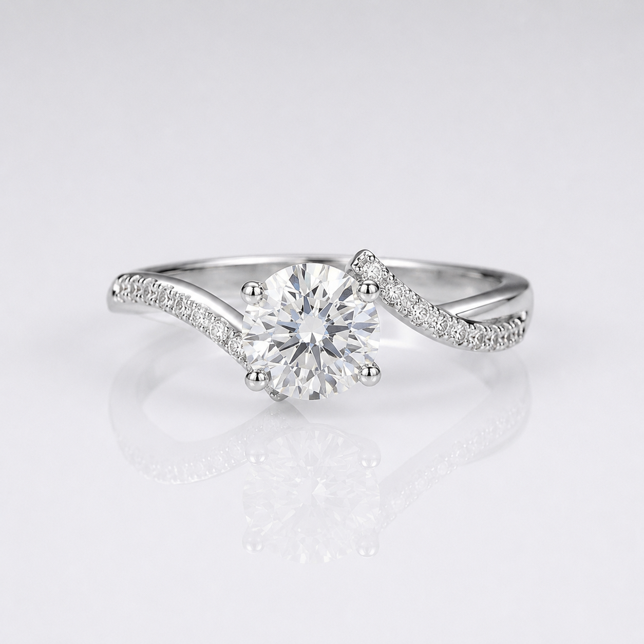 ROUND ZIRCONIA SILVER INFINITY RING by Harrison & James - ring product image 1