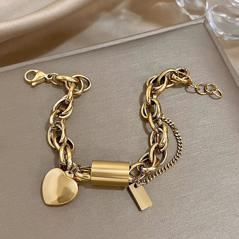 Heartened Chunky Bracelet | Gold by Harrison & James - bracelet product image 4