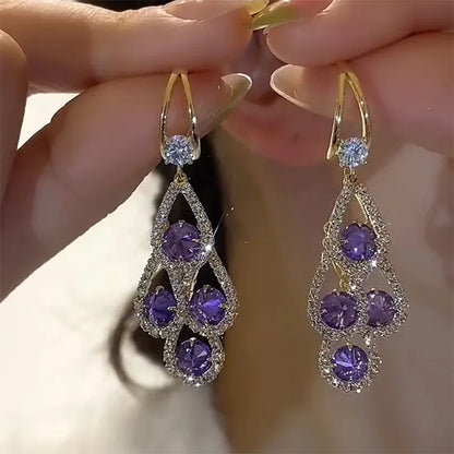 Purple Crystal Drop Earrings by Harrison & James - earrings product image 6